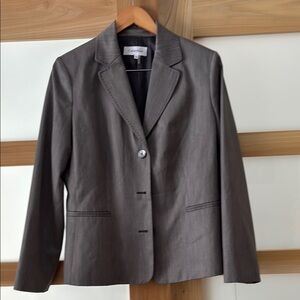Calvin Klein Size 14 Melange Gray Women's Blazer